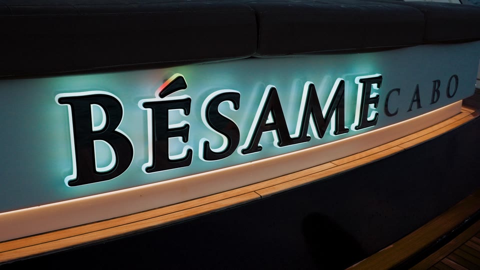 The BÉSAME CABO transom